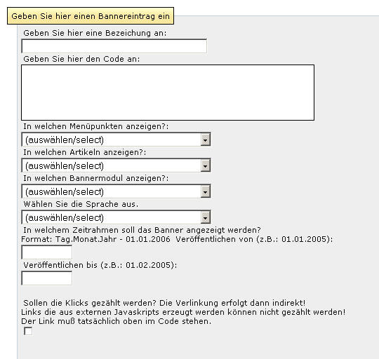 Bannerverwaltung Administration