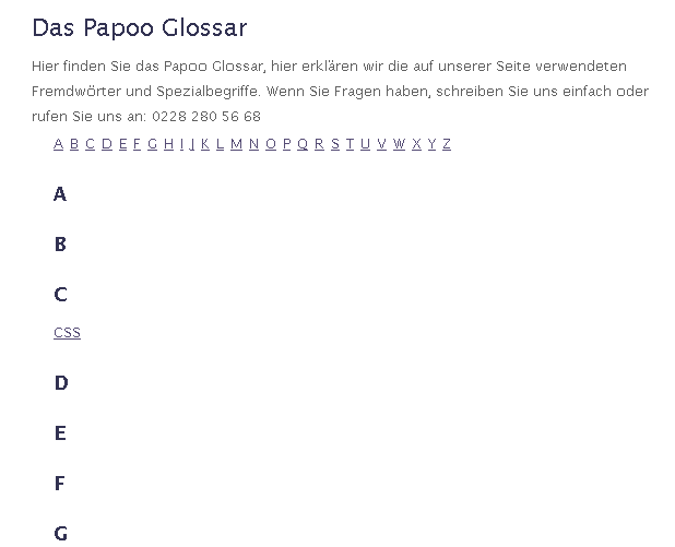 Glossar alphabetischhes Listing Glossar alphabetischhes Listing