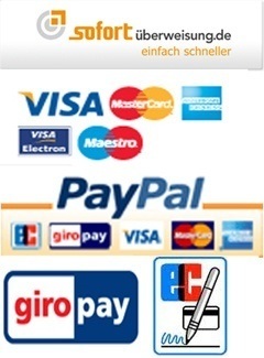 Wir erlauben folgende Zahlungsarten, Sofortüberweisung, Paypal, Lastschrift, Giropay, Überweisung und gegen Rechnung Wir erlauben folgende Zahlungsarten, Sofortüberweisung, Paypal, Lastschrift, Giropay, Überweisung und gegen Rechnung