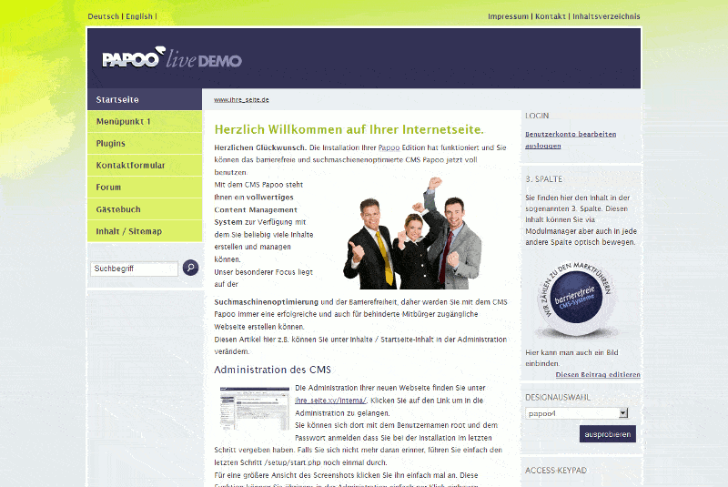 Screenshot Papoo 4 Standardlayout Screenshot Papoo 4 Standardlayout